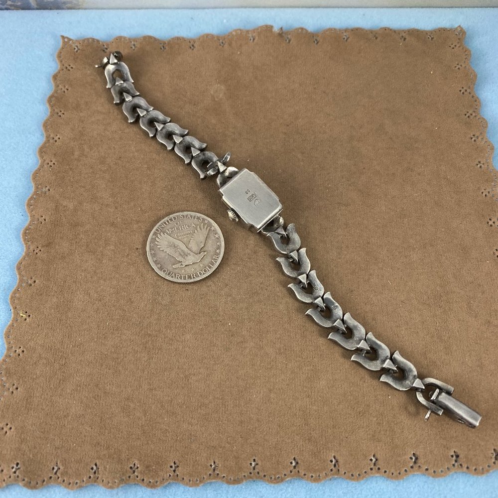 Montre Vintage Bucherer Femme Suisse - Boîtier Argent .800, Marqueterie De Vents